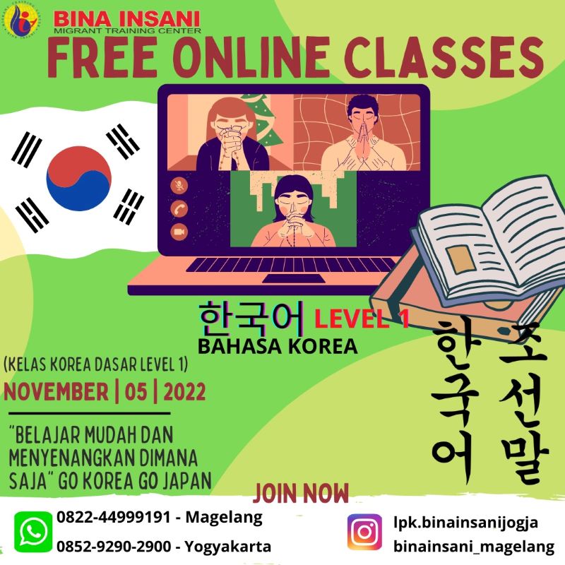 Kelas Bahasa Korea Online Level 1 Angkatan 22 GRATISSS