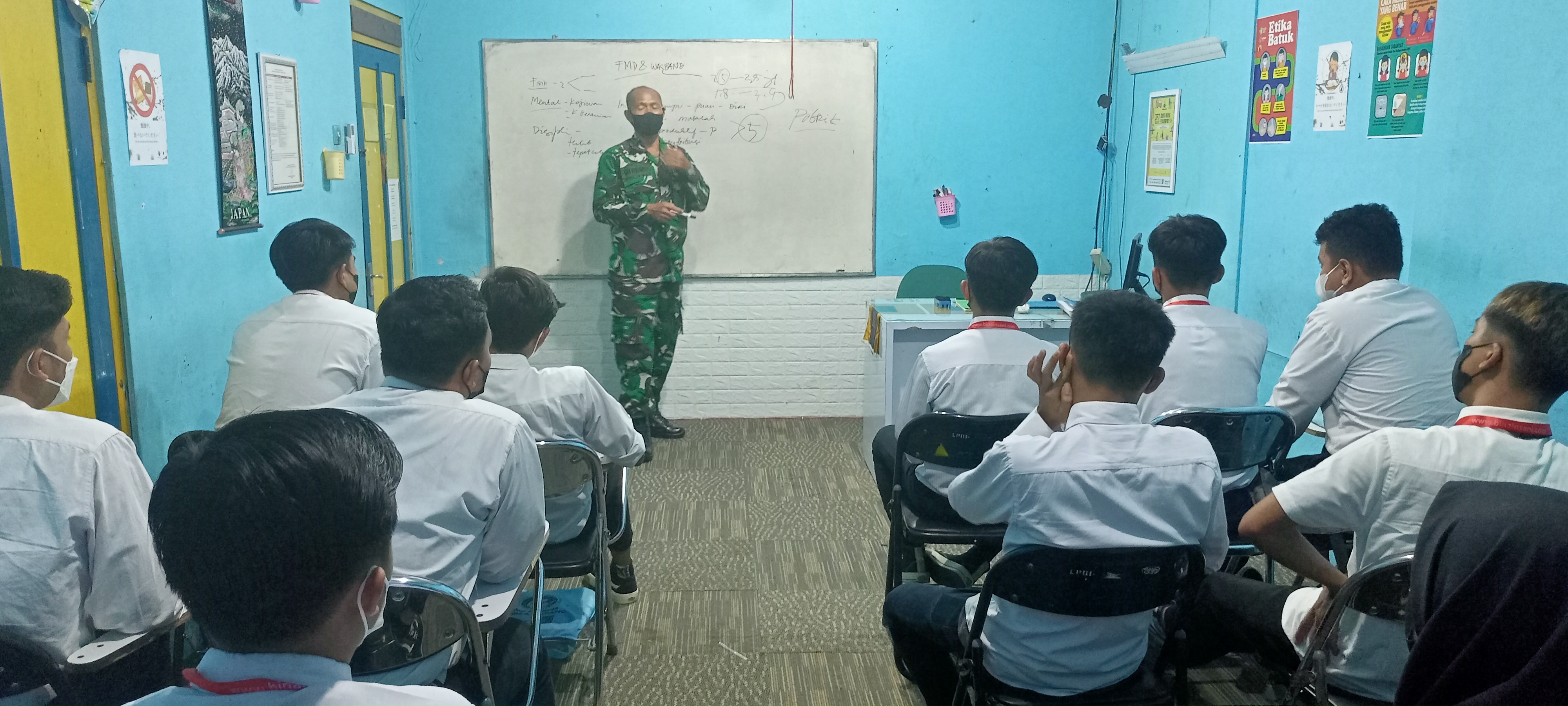 Kegiatan FMD bersama Koramil Umbulharjo bagi Siswa Kursus Bahasa Korea Intensif Persiapan G to G Korea Angkatan 135 Bina Insani MTC Yogyakarta